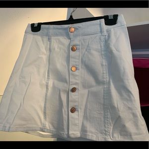 white button front skirt